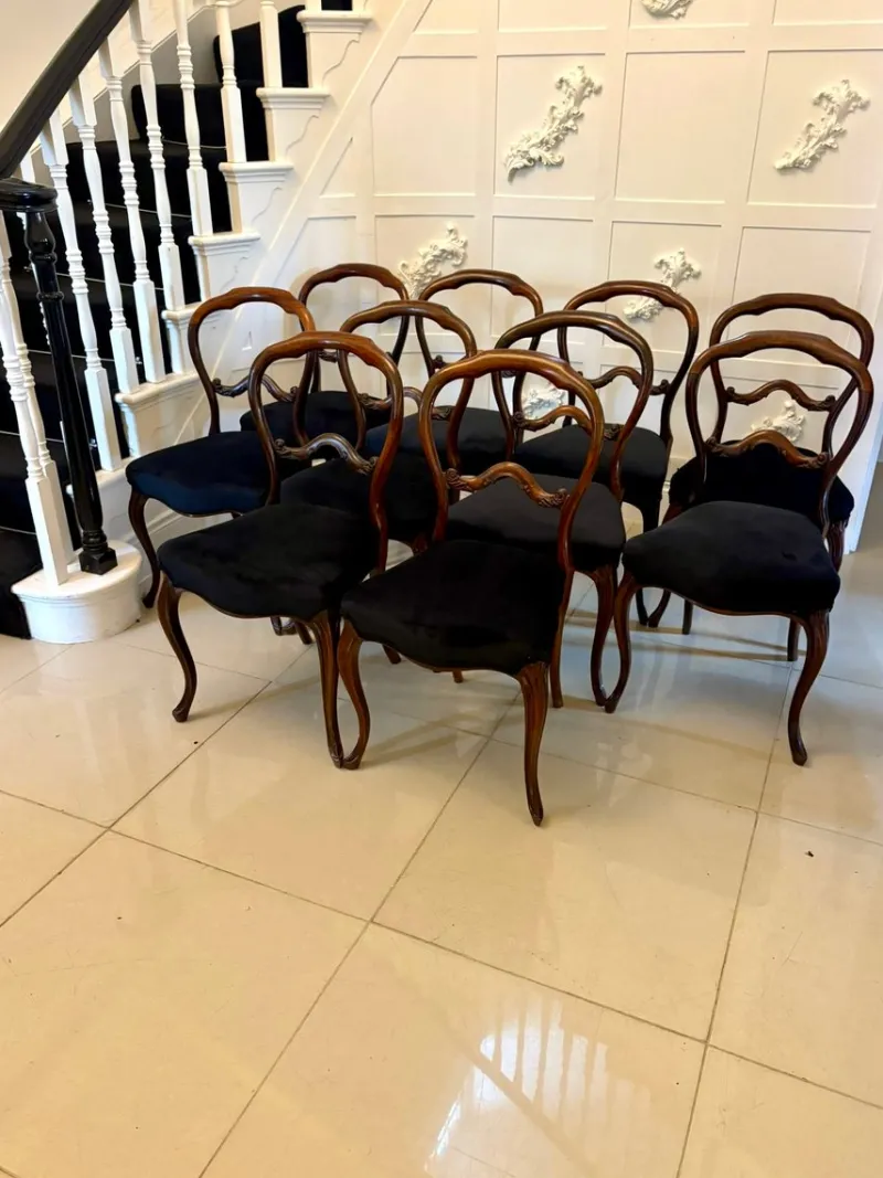 Pamono Antique Victorian Rosewood Dining Chairs, 1850s, Set of 10> Side Chairs & Dining Chairs
