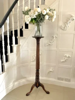 Sale Pamono Antique Victorian Torchere in Carved Mahogany, 1880