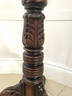 Sale Pamono Antique Victorian Torchere in Carved Mahogany, 1880