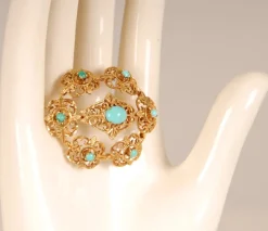 Sale Pamono Antique Victorian Yellow Gold & Turquoise Brooch