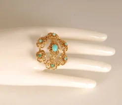 Sale Pamono Antique Victorian Yellow Gold & Turquoise Brooch