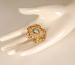 Sale Pamono Antique Victorian Yellow Gold & Turquoise Brooch