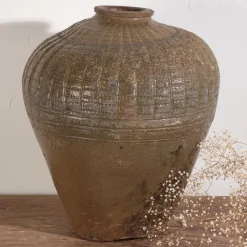 Pamono Antique Wabi-Sabi Style Ceramic Vase, 1900s><noscript><img width=
