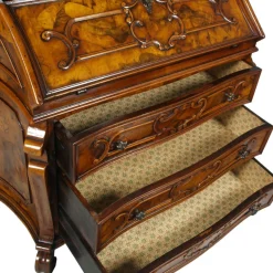 Best Pamono Antique Walnut & Burl Style 700 Lombardo Secretaire by Bottega Milanese dei Valentini