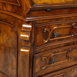Best Pamono Antique Walnut & Burl Style 700 Lombardo Secretaire by Bottega Milanese dei Valentini