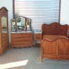 Online Pamono Antique Walnut Bedroom Set, 1890s, Set of 4