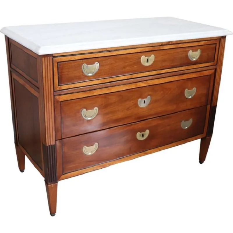 Discount Pamono Antique Walnut Chest of Drawers with Marble Top, 1700s