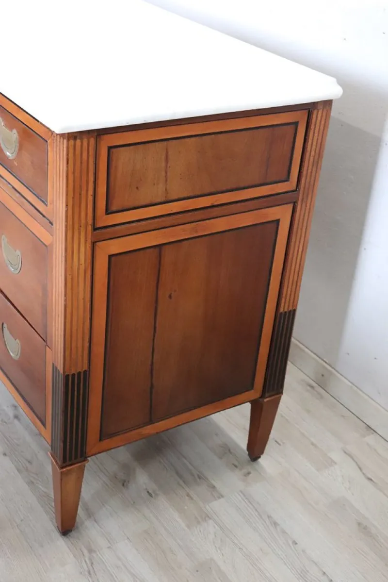 Discount Pamono Antique Walnut Chest of Drawers with Marble Top, 1700s