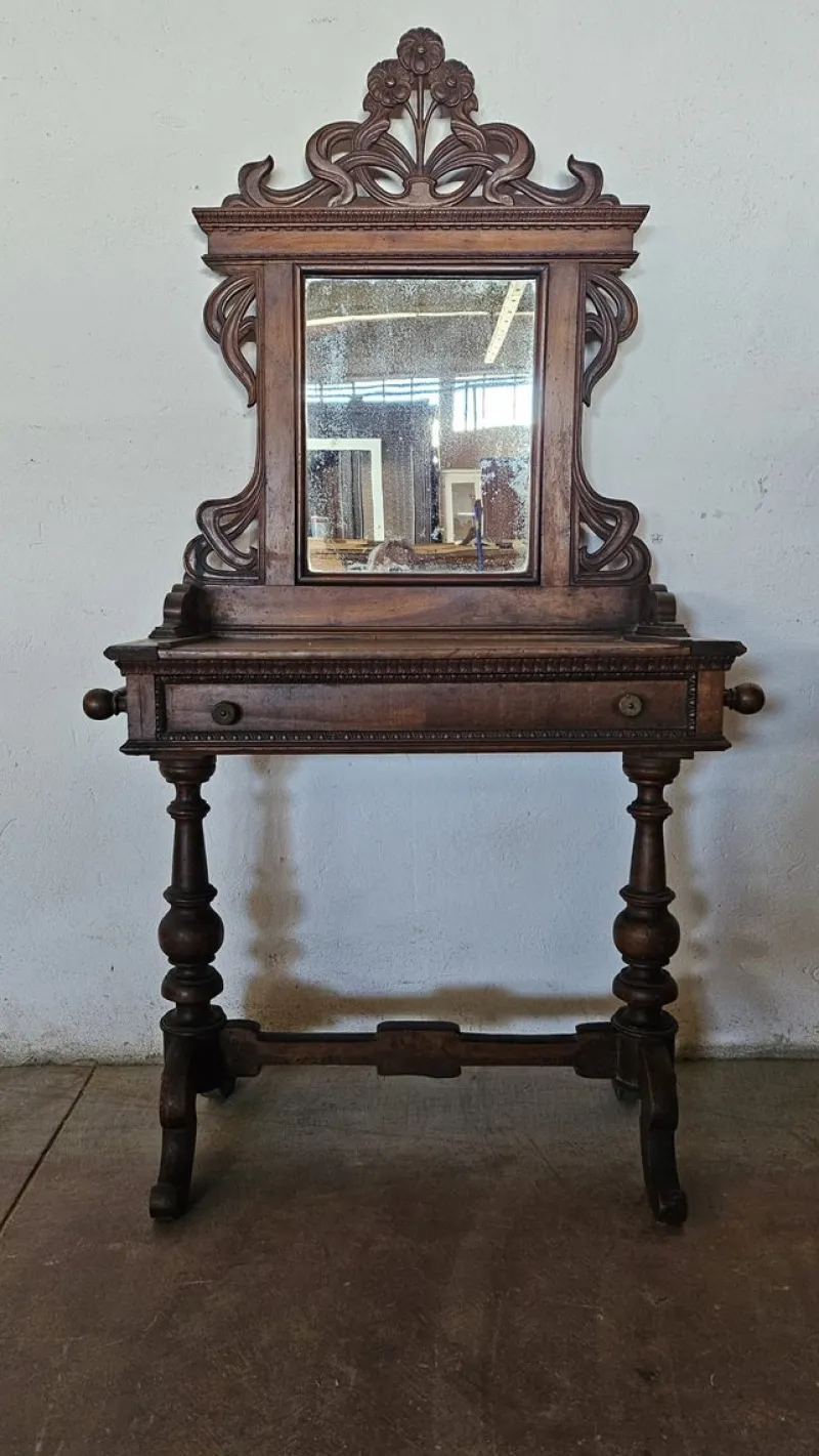 Pamono Antique Walnut Dressing Table with Friezes> Dressing Tables