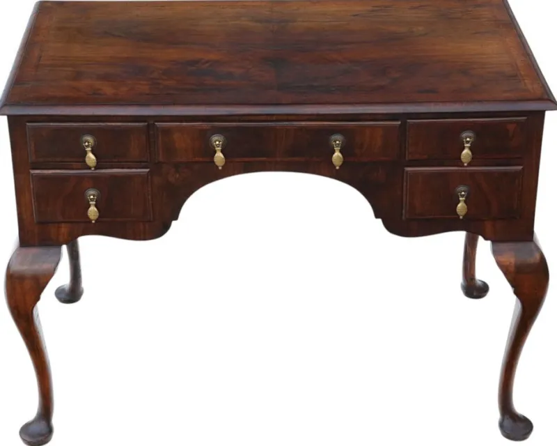 Sale Pamono Antique Walnut Figured 5-Drawer Writing Desk or Dressing Table, 1910s
