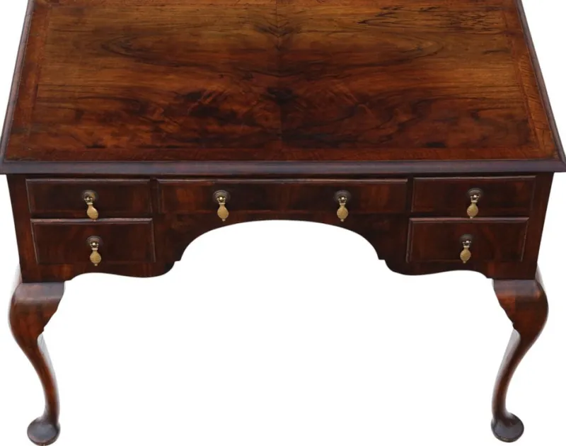 Sale Pamono Antique Walnut Figured 5-Drawer Writing Desk or Dressing Table, 1910s