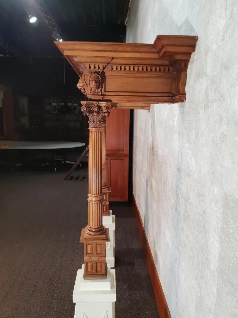 Pamono Antique Walnut Fireplace with Lions Heads> Fireplaces And Mantels