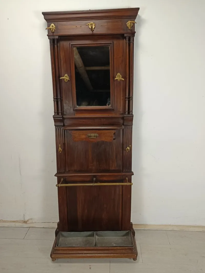 Pamono Antique Walnut Wall Coat Rack> Racks, Hooks & Valets