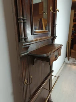Pamono Antique Walnut Wall Coat Rack><noscript><img width=