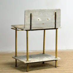 Pamono Antique Wash Stand in Brass and Marble, 1880s><noscript><img width=