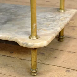 Pamono Antique Wash Stand in Brass and Marble, 1880s><noscript><img width=