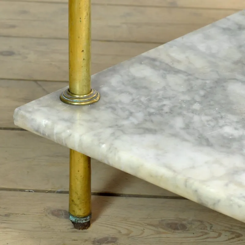 Pamono Antique Wash Stand in Brass and Marble, 1880s> Worktables & Workbenches