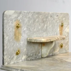 Pamono Antique Wash Stand in Brass and Marble, 1880s><noscript><img width=