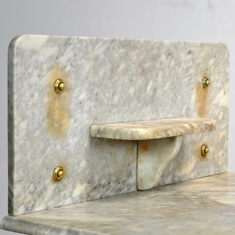 Pamono Antique Wash Stand in Brass and Marble, 1880s> Worktables & Workbenches