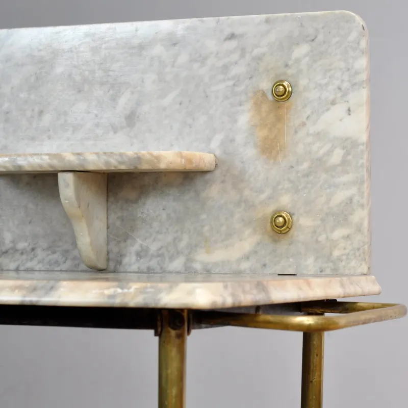 Pamono Antique Wash Stand in Brass and Marble, 1880s> Worktables & Workbenches