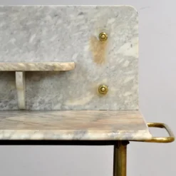 Pamono Antique Wash Stand in Brass and Marble, 1880s><noscript><img width=