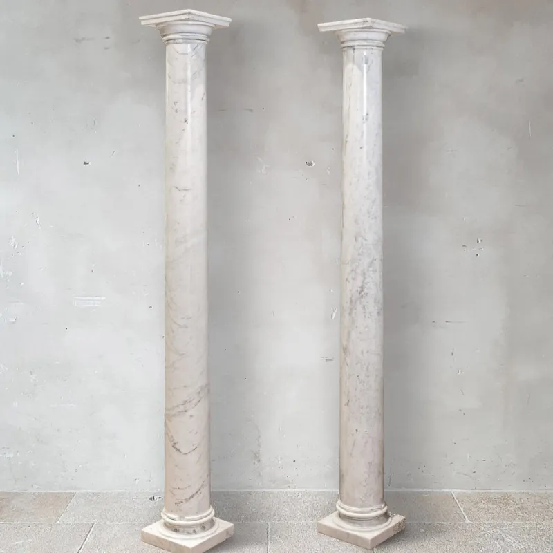 Pamono Antique White Marble Columns or Pedestals, Set of 2> Pedestals And Columns