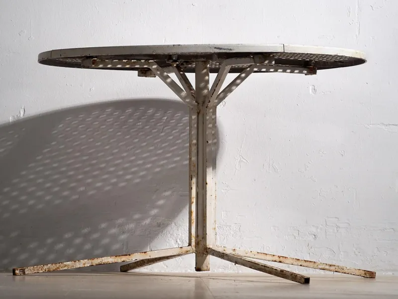 Discount Pamono Antique White Round Outdoor Table, 1930s