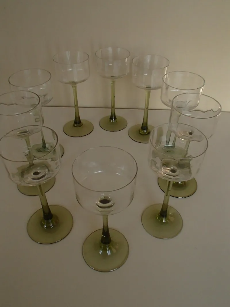 Pamono Antique White Wine Crystal Glasses, Set of 10> Glassware