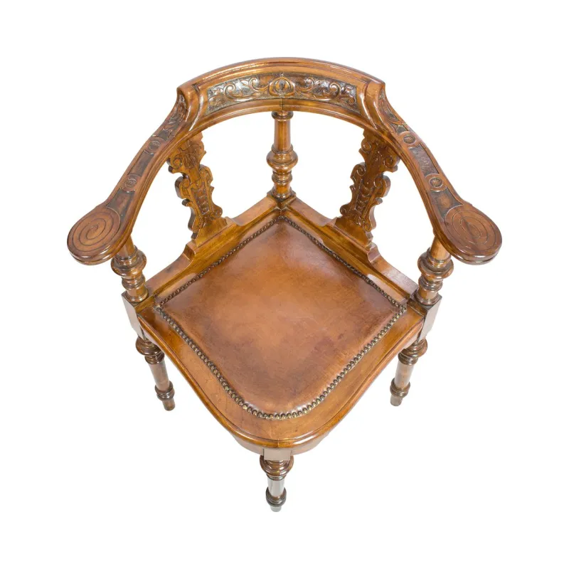 Outlet Pamono Antique Wilhelminian Corner Chair in Walnut