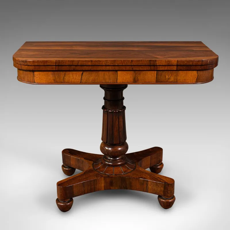 Pamono Antique William IV English Fold-Over Card Table, 1835> Game Tables