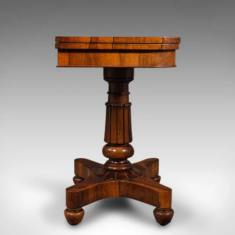Pamono Antique William IV English Fold-Over Card Table, 1835> Game Tables