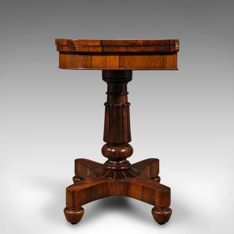 Pamono Antique William IV English Fold-Over Card Table, 1835> Game Tables
