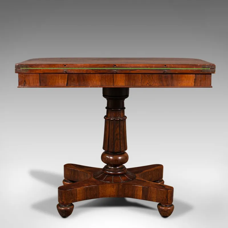 Pamono Antique William IV English Fold-Over Card Table, 1835> Game Tables