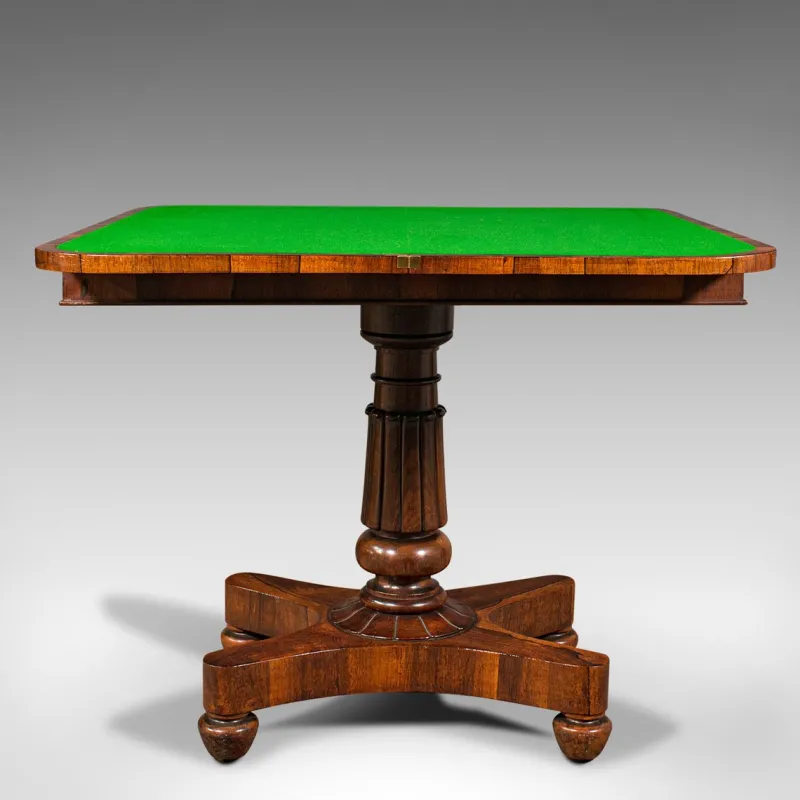 Pamono Antique William IV English Fold-Over Card Table, 1835> Game Tables