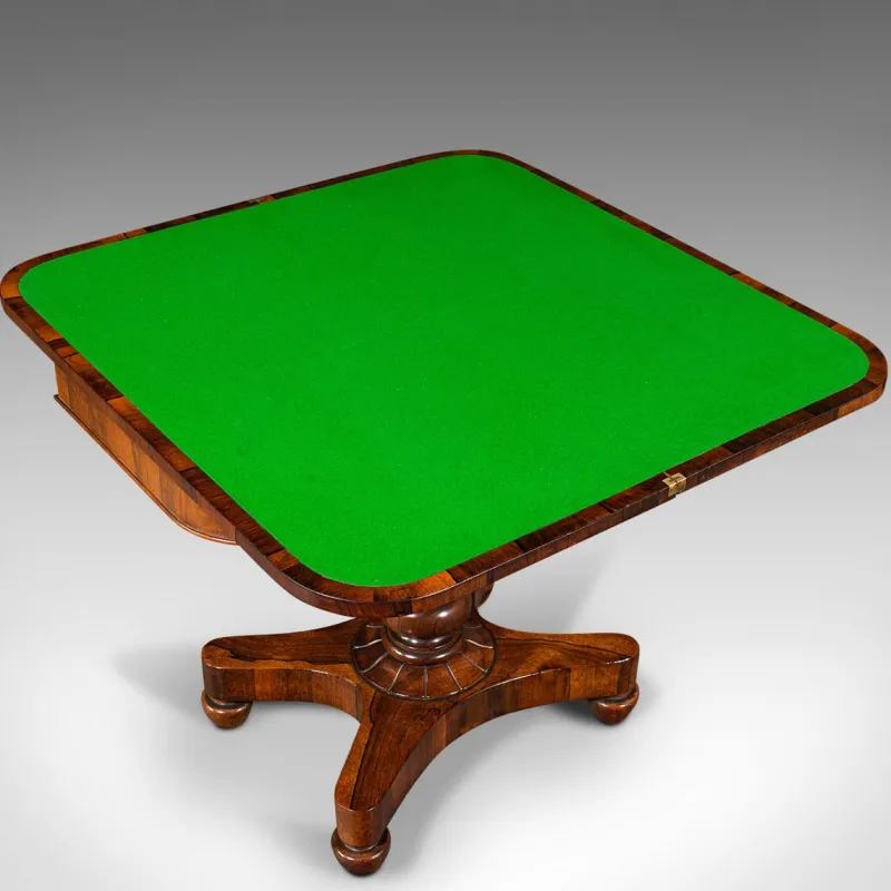 Pamono Antique William IV English Fold-Over Card Table, 1835> Game Tables