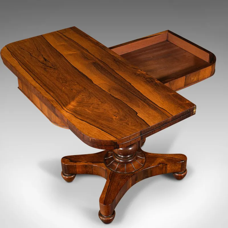 Pamono Antique William IV English Fold-Over Card Table, 1835> Game Tables