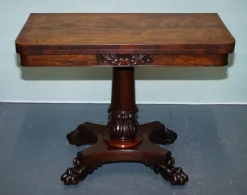 Pamono Antique William IV Folding Pedestal Card Table, 1830s><noscript><img width=