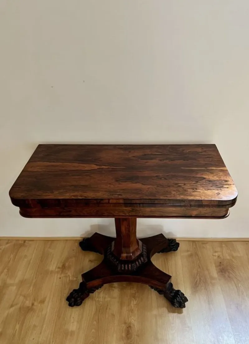 Pamono Antique William IV Rosewood Card Table, 1830s> Game Tables