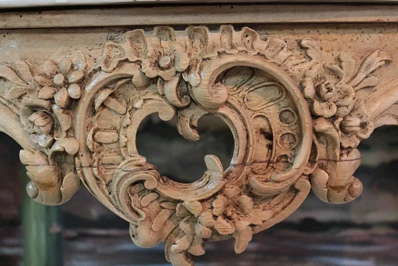 Pamono Antique Wood and White Marble Console Table> Console Tables