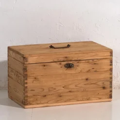 Pamono Antique Wood Chest, 1920s> Trunks Crates & Baskets