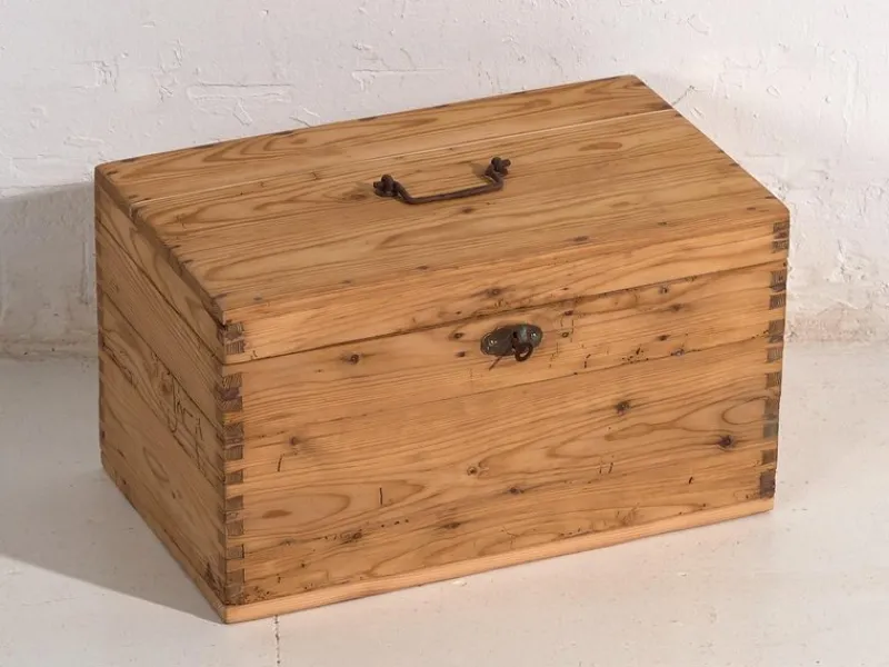 Pamono Antique Wood Chest, 1920s> Trunks Crates & Baskets