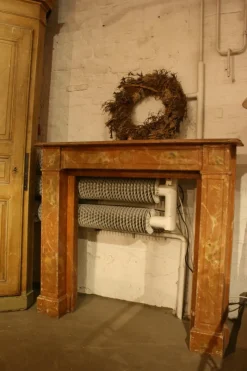 Best Pamono Antique Wood Fireplace Mantle, 1850s