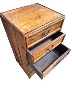 Pamono Antique Wood Travel Chest of Drawers with Metal Finish, 1900><noscript><img width=