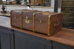 Best Pamono Antique Wooden and Brass Trunk, 1950s