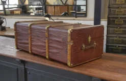 Best Pamono Antique Wooden and Brass Trunk, 1950s