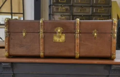 Best Pamono Antique Wooden and Brass Trunk, 1950s