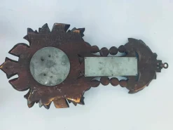 Pamono Antique Wooden Barometer & Thermometer><noscript><img width=