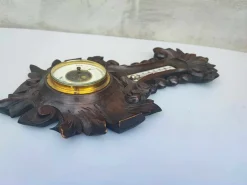 Pamono Antique Wooden Barometer & Thermometer><noscript><img width=