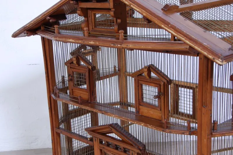 New Pamono Antique Wooden Bird House, 1890s