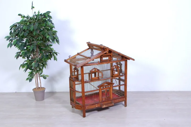 New Pamono Antique Wooden Bird House, 1890s